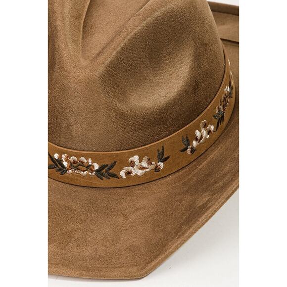 Western Embroidered Flower Cowboy Hat Brown main image 4